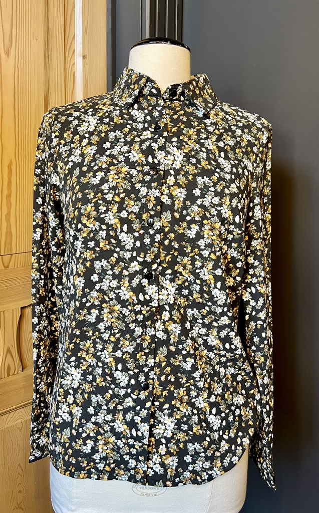 OUTLET-CERISE BLUE- CHEMISE IMPRIMEE NOIRE (S)